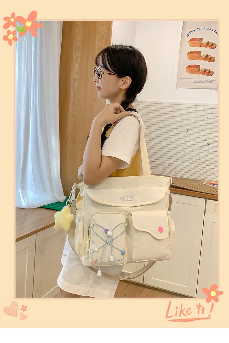 斜挎包女孩可愛風小清新校園上課手提補習(xí)袋初高中學(xué)生上課通勤包